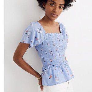 Madewell Smocked Flutter Sleeve Top
